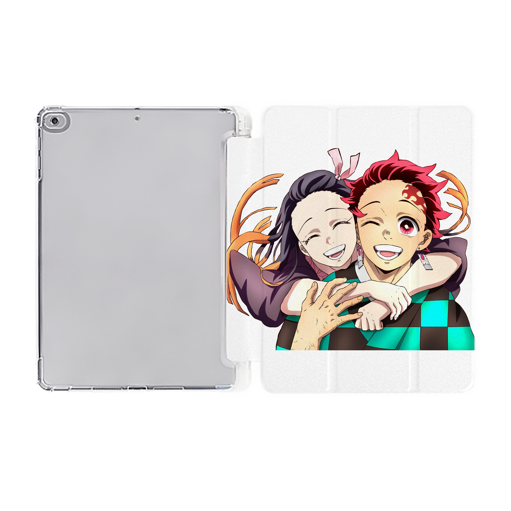 （画像用） 鬼滅の刃（きめつのやいば）竈門 禰󠄀豆子／かまど ねずこ Kamado Nezuko IPad ケース ペン収納付き 三つ折りスタンド PUレザー×シリコン 対応機種9.5/10.5/10.9インチ